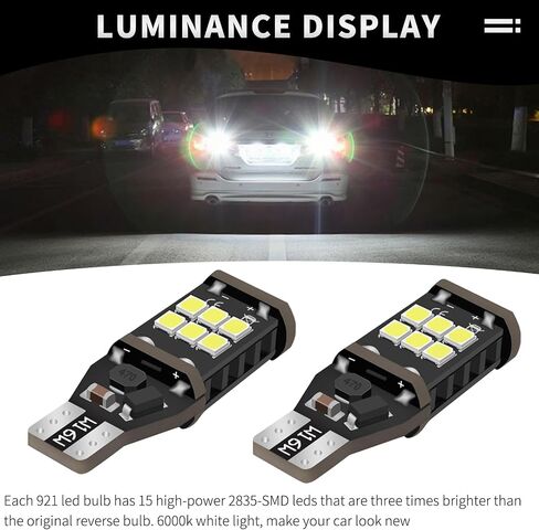 ZBGUN 2 قطعة لمبة إضاءة LED T15 للسيارات، 2835-15SMD فك تشفير عالي السطوع، بدء فوري لعكس الضوء، 1156 ضوء فرامل مقبس قياسي، استبدال لمبة الإضاءة العالمية للتوصيل والتشغيل (أبيض) in Saudi Arabia