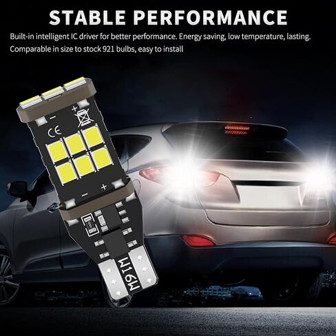 ZBGUN 2 قطعة لمبة إضاءة LED T15 للسيارات، 2835-15SMD فك تشفير عالي السطوع، بدء فوري لعكس الضوء، 1156 ضوء فرامل مقبس قياسي، استبدال لمبة الإضاءة العالمية للتوصيل والتشغيل (أبيض) in Saudi Arabia