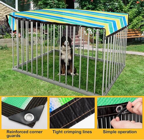 Upgrade Dog Kennel Cover Mesh Shade Panel with Grommets - Weather Guard Extra Large All Season Dog Run Cover & Roof (Green, 10x10FT) in Kuwait