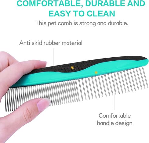مشط معدني للكلاب، فرشاة للتنظيف الذاتي للقطط، لتساقط وتهذيب الشعر القصير الطويل، أدوات احترافية للعناية بالكلاب لمعظم أنواع الشعر in Kuwait