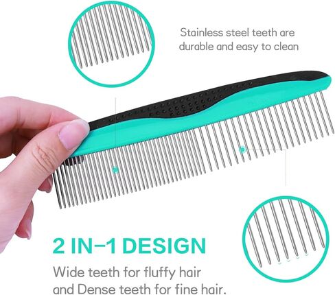 مشط معدني للكلاب، فرشاة للتنظيف الذاتي للقطط، لتساقط وتهذيب الشعر القصير الطويل، أدوات احترافية للعناية بالكلاب لمعظم أنواع الشعر in Kuwait