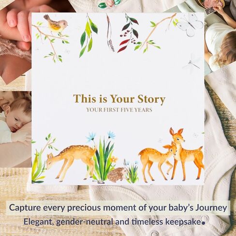 SNUGGLY CUB Baby Memory Book for Baby Boy or Girl - First 5 Years Baby Book Keepsake - A Timeless Baby Scrapbook Album - Gender Neutral Simple Modern Baby Milestone Book in Saudi Arabia