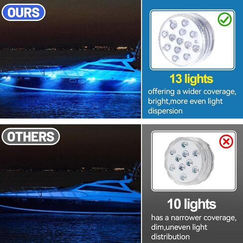 أضواء LED لاسلكية مقاومة للماء للقارب - أضواء LED للقوارب البحرية على سطح السفينة، مصابيح داخلية للقارب، أضواء الملاحة للقارب، تعمل بالبطارية، جهاز تحكم عن بعد متعدد الألوان، 4 قطع in Kuwait