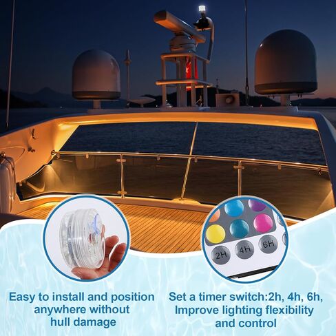 أضواء LED لاسلكية مقاومة للماء للقارب - أضواء LED للقوارب البحرية على سطح السفينة، مصابيح داخلية للقارب، أضواء الملاحة للقارب، تعمل بالبطارية، جهاز تحكم عن بعد متعدد الألوان، 4 قطع in Kuwait