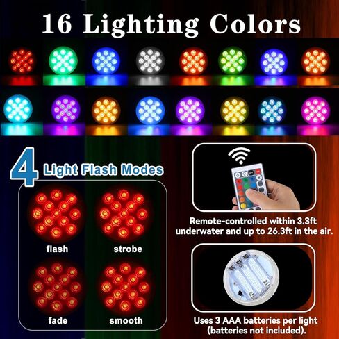 أضواء LED لاسلكية مقاومة للماء للقارب - أضواء LED للقوارب البحرية على سطح السفينة، مصابيح داخلية للقارب، أضواء الملاحة للقارب، تعمل بالبطارية، جهاز تحكم عن بعد متعدد الألوان، 4 قطع in Kuwait