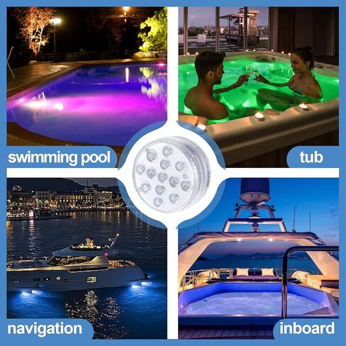 أضواء LED لاسلكية مقاومة للماء للقارب - أضواء LED للقوارب البحرية على سطح السفينة، مصابيح داخلية للقارب، أضواء الملاحة للقارب، تعمل بالبطارية، جهاز تحكم عن بعد متعدد الألوان، 4 قطع in Kuwait