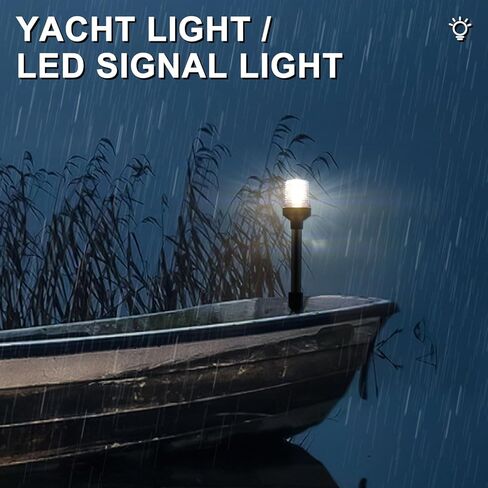 S SUNSBELL 12 بوصة أضواء القارب، IP66 أضواء ملاحة القارب مع قاعدة قابلة للتعديل 180 درجة، 12-24 فولت ضوء مرساة القارب القابل للطي، 360 درجة إضاءة دائرية شاملة لقارب العائم/اليخت/قارب الصيد (أبيض) in Kuwait