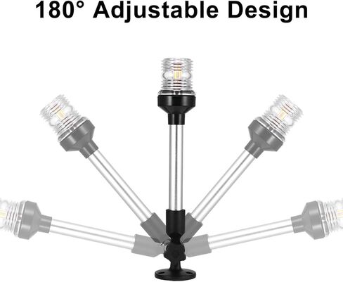 S SUNSBELL 12 بوصة أضواء القارب، IP66 أضواء ملاحة القارب مع قاعدة قابلة للتعديل 180 درجة، 12-24 فولت ضوء مرساة القارب القابل للطي، 360 درجة إضاءة دائرية شاملة لقارب العائم/اليخت/قارب الصيد (أبيض) in Kuwait