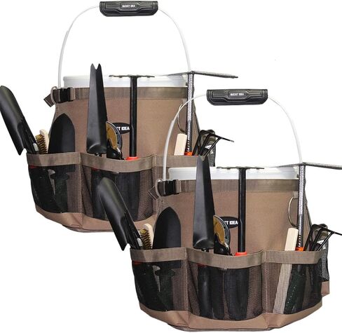 MELOTOUGH Bucket Idea Wash Tool Organizer for 5 Gallon Bucket, cleaning bucket organizer Pockets for Clean Supplier Car Wash organizer Khaki Color (1) in Kuwait