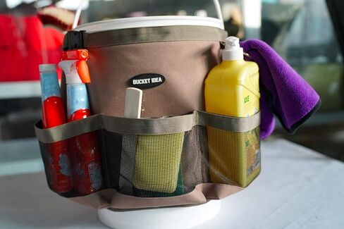 MELOTOUGH Bucket Idea Wash Tool Organizer for 5 Gallon Bucket, cleaning bucket organizer Pockets for Clean Supplier Car Wash organizer Khaki Color (1) in Kuwait