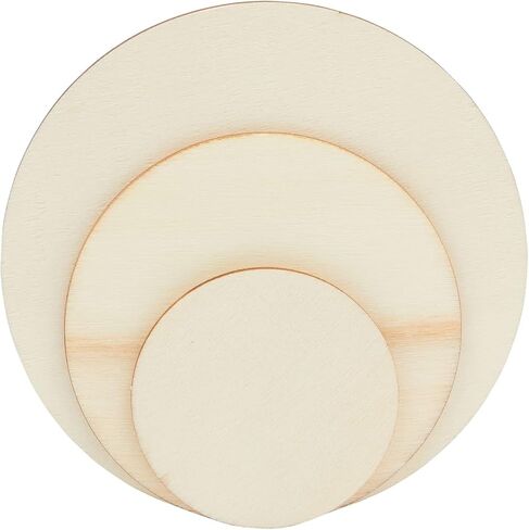 Set of 130 Unfinished Wooden Squares and Circles for Wood Burning Projects, DIY Crafts (3 Sizes/Shape) in Saudi Arabia