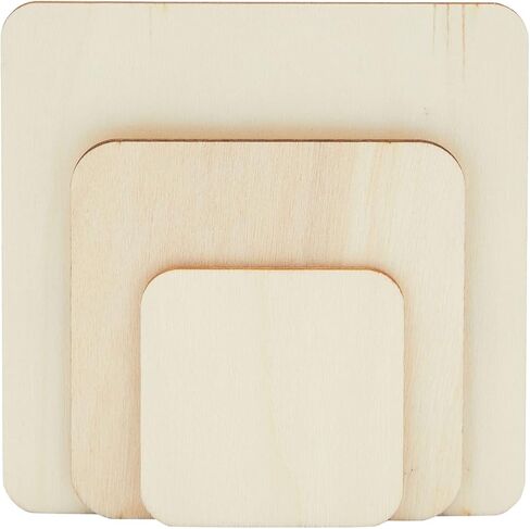 Set of 130 Unfinished Wooden Squares and Circles for Wood Burning Projects, DIY Crafts (3 Sizes/Shape) in Saudi Arabia