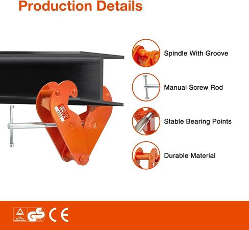 TKK Beam Lifting Clamp 6600Lbs/3Ton load Capacity Beam Clamp 3.9-11.81 Inch adjustable Opening Flange,Girder Clamp tool for Lifting Rigging Orange (6600lb 3T) in Saudi Arabia