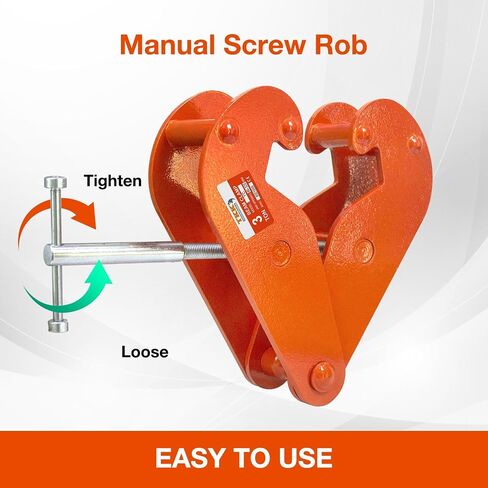 TKK Beam Lifting Clamp 6600Lbs/3Ton load Capacity Beam Clamp 3.9-11.81 Inch adjustable Opening Flange,Girder Clamp tool for Lifting Rigging Orange (6600lb 3T) in Saudi Arabia