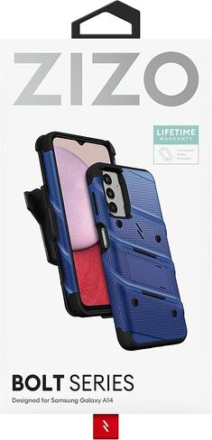 ZIZO Bolt Bundle for Galaxy A14 5G Case with Screen Protector Kickstand Holster Lanyard - Blue in Saudi Arabia