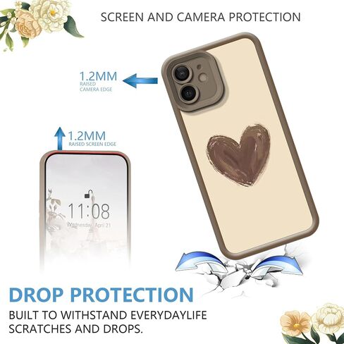 Yistof متوافق مع حافظة iPhone 12، [قطعتان] غطاء قلب ناعم نحيف مع حماية معززة للشاشة والكاميرا للنساء، حافظة هاتف مضادة للانزلاق ومضادة للصدمات لهاتف iPhone 12 6.1" in Saudi Arabia