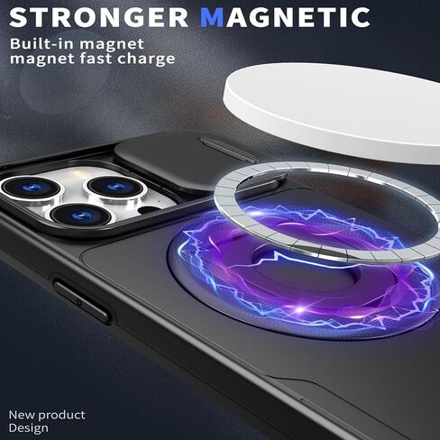 حافظة JSENMlN مغناطيسية لهاتف iPhone 14 Pro Max، متوافقة مع MagSafe مع حامل حلقي لحماية السقوط من الدرجة العسكرية لهاتف iPhone 14 Pro Max (أسود) in Saudi Arabia