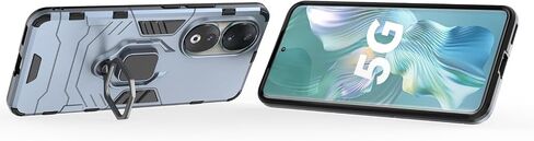 Compatible with Honor 90 5G Case Kickstand with Tempered Glass Screen Protector [2 pcs], Hybrid Heavy Duty Armor Dual Layer Anti-Scratch Phone Case Cover, Black in Saudi Arabia