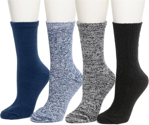 Cuddl Duds Women Super Soft 4 Pair Pack Modern Multicolor Easy Care Crew Boot Socks in Saudi Arabia