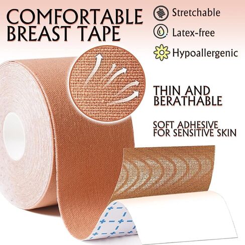 شريط Onewly Boob، شريط Boobtape لرفع الثدي، 4 قطع من السيليكون الناعم لتغطية الحلمة للنساء، Boobiess No Bra مع 36 قطعة شريط أنيق مزدوج الجوانب in Kuwait