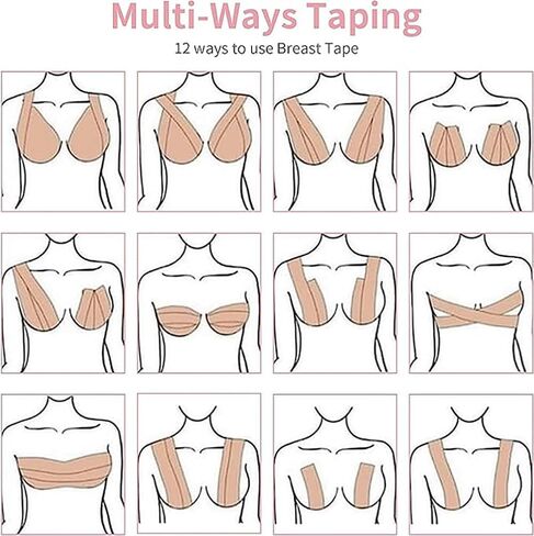 شريط Onewly Boob، شريط Boobtape لرفع الثدي، 4 قطع من السيليكون الناعم لتغطية الحلمة للنساء، Boobiess No Bra مع 36 قطعة شريط أنيق مزدوج الجوانب in Kuwait