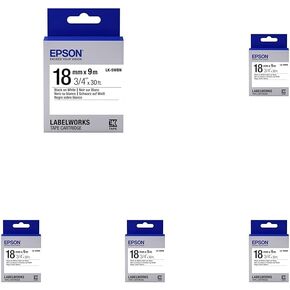 Epson LabelWorks Standard LK (Replaces LC) Tape Cartridge ~3/4" Black on White (LK-5WBN) - for use with LabelWorks LW-400, LW-600P and LW-700 Label Printers in Saudi Arabia