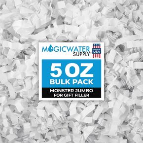 MagicWater Supply Crinkle Cut Paper Shred Filler (4 oz) for Gift Wrapping & Basket Filling - White & Gold in Saudi Arabia