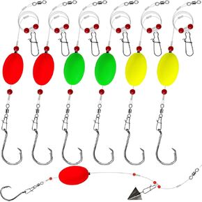 6 Pack Pompano Rigs for Surf Fishing, Fish Finder Rig with Float 20.5" Fishing Rigs Saltwater 90LB Surf Tackle for Flounder Perch Catfish Shark Bluefish Stripers 5/0 in Saudi Arabia