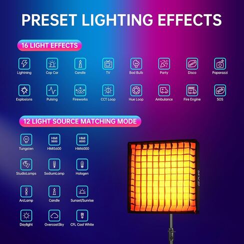 GVM 100W RGB Flexible Led Video Light, 2700K~6800K, Flexible Folding LED Panel Light, 12 Lighting FX with Soft Box, APP Control GVM Lighting for Photography in Saudi Arabia
