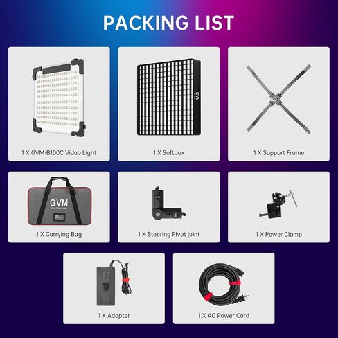 GVM 100W RGB Flexible Led Video Light, 2700K~6800K, Flexible Folding LED Panel Light, 12 Lighting FX with Soft Box, APP Control GVM Lighting for Photography in Saudi Arabia