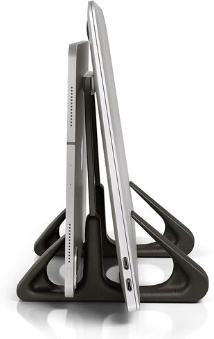 Octoo Vertical Laptop Stand, Litestand Vertical Double Desktop Stand Holder Design Space-Saving for All MacBook, Chromebook, Surface, Dell, iPad Up to 17.3 Inches - Black in Saudi Arabia