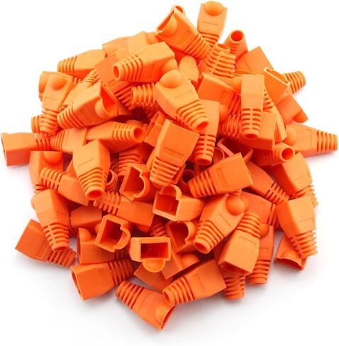 Copapa Soft Plastic Ethernet RJ45 Cable Connector Boots Cover Strain Relief Boots CAT5 CAT5E CAT6 CAT6E 100PCS (Orange) in Kuwait