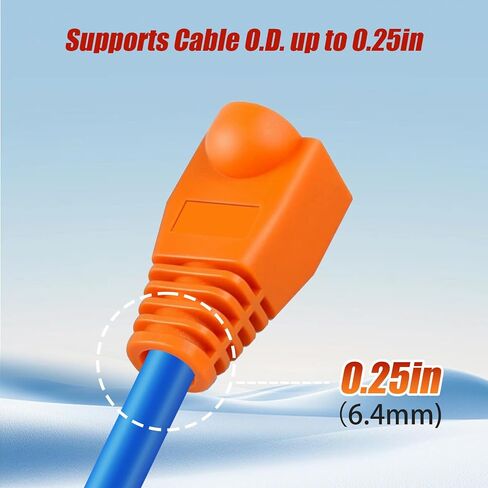 Copapa Soft Plastic Ethernet RJ45 Cable Connector Boots Cover Strain Relief Boots CAT5 CAT5E CAT6 CAT6E 100PCS (Orange) in Kuwait