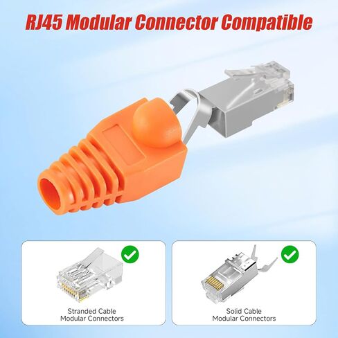 Copapa Soft Plastic Ethernet RJ45 Cable Connector Boots Cover Strain Relief Boots CAT5 CAT5E CAT6 CAT6E 100PCS (Orange) in Kuwait