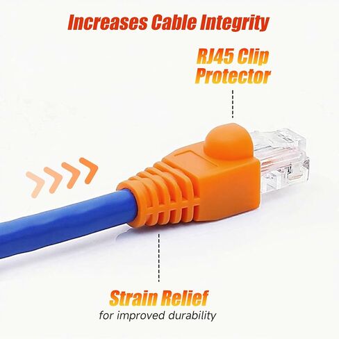 Copapa Soft Plastic Ethernet RJ45 Cable Connector Boots Cover Strain Relief Boots CAT5 CAT5E CAT6 CAT6E 100PCS (Orange) in Kuwait