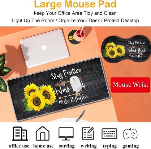 Extended Game Mouse Pad + Wrist Support Pad + Coaster Set, Waterproof Anti-Skid Rubber Base Mouse Pad, Suitable for Games and Office, Bible Verse Psalm 46:5 in Saudi Arabia