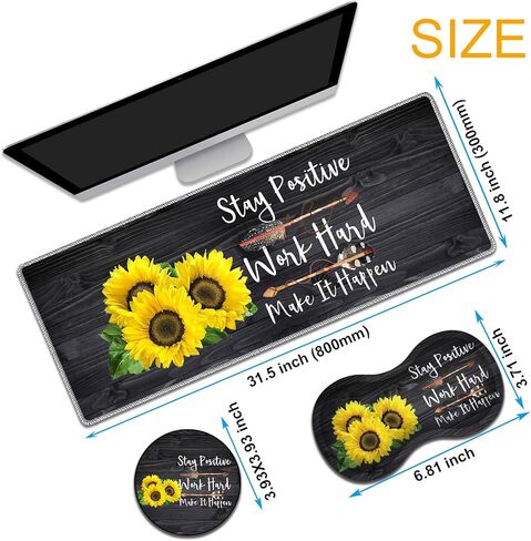 Extended Game Mouse Pad + Wrist Support Pad + Coaster Set, Waterproof Anti-Skid Rubber Base Mouse Pad, Suitable for Games and Office, Bible Verse Psalm 46:5 in Saudi Arabia