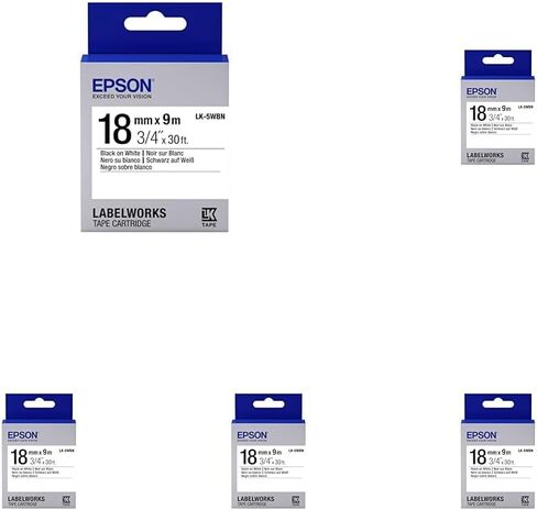 Epson LabelWorks Standard LK (Replaces LC) Tape Cartridge ~3/4" Black on White (LK-5WBN) - for use with LabelWorks LW-400, LW-600P and LW-700 Label Printers in Saudi Arabia