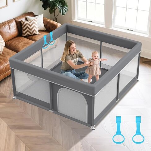 Large Baby Playpen 64" X 64" - Safety Baby Playpen Playard for Babies and Toddlers with Gate - Sturdy Play Yard Indoor & Outdoor Kids Activity Play Center with Anti-Slip Suckers,Pink in Saudi Arabia