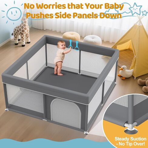 Large Baby Playpen 64" X 64" - Safety Baby Playpen Playard for Babies and Toddlers with Gate - Sturdy Play Yard Indoor & Outdoor Kids Activity Play Center with Anti-Slip Suckers,Pink in Saudi Arabia