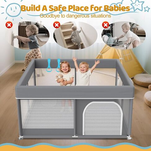 Large Baby Playpen 64" X 64" - Safety Baby Playpen Playard for Babies and Toddlers with Gate - Sturdy Play Yard Indoor & Outdoor Kids Activity Play Center with Anti-Slip Suckers,Pink in Saudi Arabia