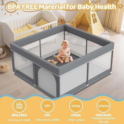 Large Baby Playpen 64" X 64" - Safety Baby Playpen Playard for Babies and Toddlers with Gate - Sturdy Play Yard Indoor & Outdoor Kids Activity Play Center with Anti-Slip Suckers,Pink in Saudi Arabia