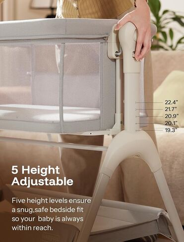 Harppa Cuddly Baby Bassinet Beder Sleeper ، 3 في 1 bassinet هزاز مع مرتبة وغطاء ناعم ، جوانب شبكية كاملة ، 5 ارتفاع قابل للتعديل مع عجلات للحديدين الجدد in Kuwait