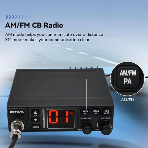 Retevis MB3A 40-Channel AM/FM CB Radio Kit - Long Range Trucker Radio with Antenna, 12V/24V Cigarette Lighter, Noise Limiter, PA, Emergency Channels 9/19, Cooling System in Saudi Arabia