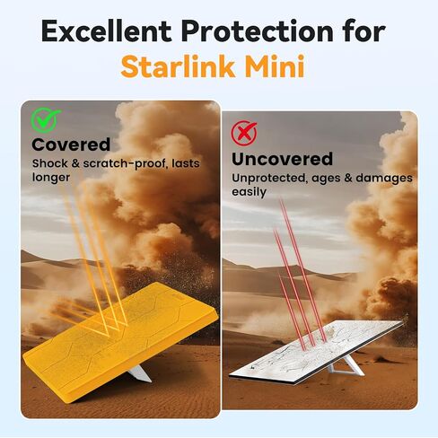 Starlink Mini Protective Cover Case, Hailproof Liquid Silicone Protective Case for Starlink Mini Dish, Starlink Minis Accessories Waterproof Shockproof Portable for Outdoor Camping, Black in Saudi Arabia