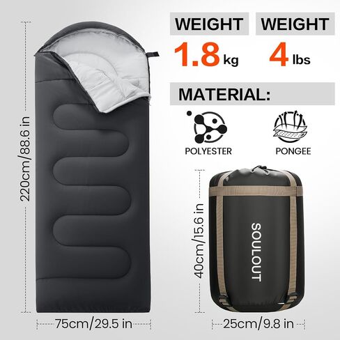 3-4 Season Portable Waterproof Envelope Sleeping Bag for Adults & Kids - For Traveling, Camping, Hiking in Saudi Arabia