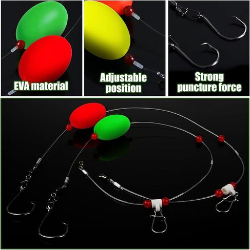 6 Pack Pompano Rigs for Surf Fishing, Fish Finder Rig with Float 20.5" Fishing Rigs Saltwater 90LB Surf Tackle for Flounder Perch Catfish Shark Bluefish Stripers 5/0 in Saudi Arabia