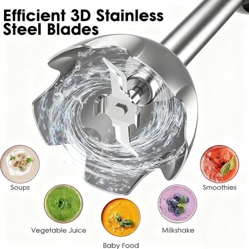 Immersion Blender Handheld, 800W Powerful Electric Hand Blender with Titanium Alloy Blades, 12 Speeds & Turbo, Electric Hand Mixer for Smoothies, Soups, Baby Food and Purees in Saudi Arabia