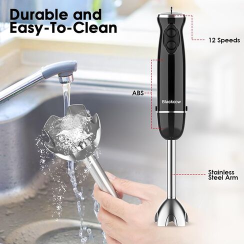 Immersion Blender Handheld, 800W Powerful Electric Hand Blender with Titanium Alloy Blades, 12 Speeds & Turbo, Electric Hand Mixer for Smoothies, Soups, Baby Food and Purees in Saudi Arabia