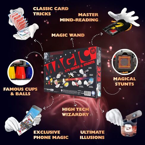 Marvin's Magic - 125 خدعة سحرية مذهلة للأطفال - مجموعة سحرية للأطفال - مجموعة سحرية للأطفال بما في ذلك العصا السحرية وخدع البطاقات + أكثر من ذلك بكثير - مناسبة لعمر 6 سنوات فما فوق in Kuwait